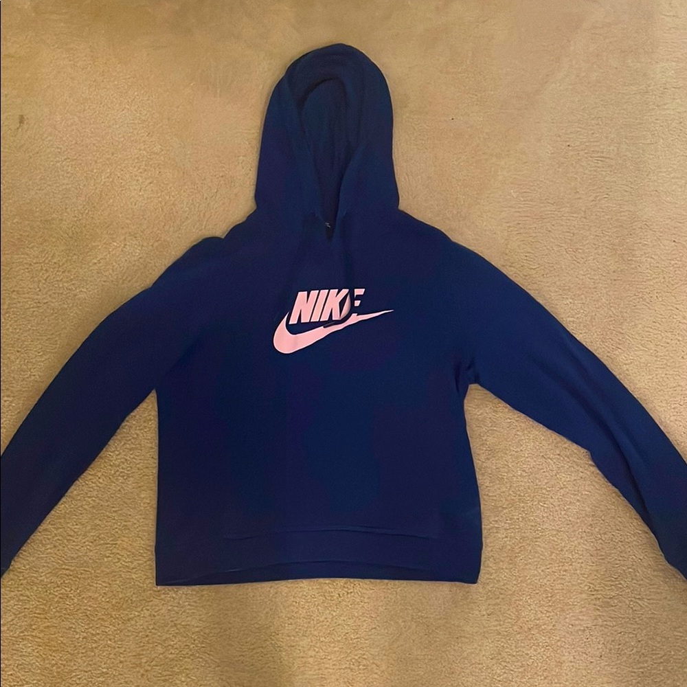 Nike Blue Hoodie with Pink Logo